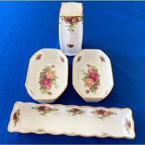 Lot VTG Old Country Roses Vase - Mint Trinket Dish - Two OCR Small Dishes *Read*